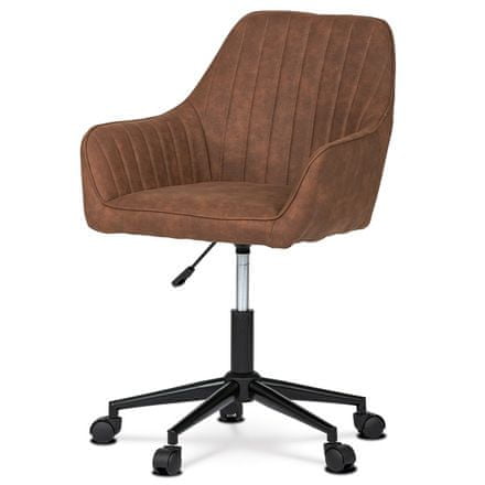 Autronic Kancelářská židle Pracovní židle, potah hnědá vintage látka, výškově nastavitelná, černý kovový kříž (KA-J403 BR3)